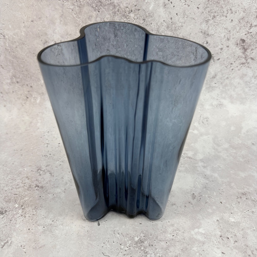 Iittala Alvar Aalto Dark Grey Wave Savoy Vase 200mm Hand Signed MCM